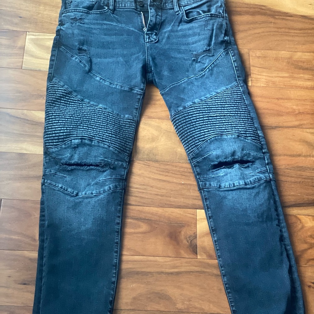True Religion Men's Dark Blue Distressed Skinny Jeans